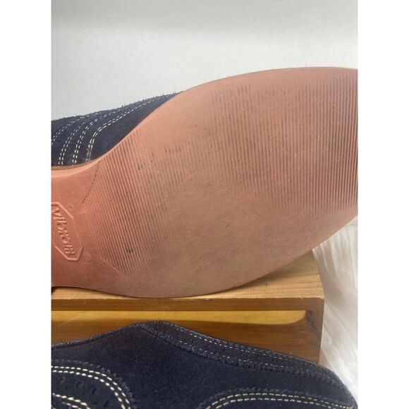 Allen Edmonds Spiaggia Shoes 7 Navy Blue Suede Leather Longwing Blucher Gumlite - Picture 11 of 15